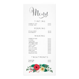 Hair Nail Salon Beautician Menü Blumenpreisliste