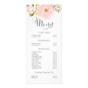 Hair Nail Salon Beautician Menü Blumenpreisliste