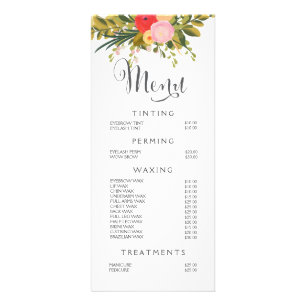 Hair Nail Salon Beautician Menü Blumenpreisliste