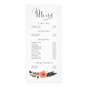 Hair Nail Salon Beautician Menü Blumenpreisliste