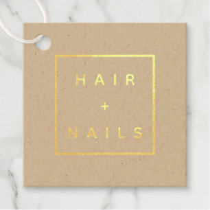 HAIR + NAILS Logo kraft Square Foil Favor Tags
