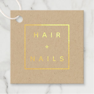 HAIR + NAILS Logo kraft Square Foil Favor Tags