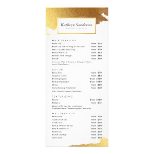 HAIR PRICE LIST Luxus moderne goldene Kanten Werbekarte