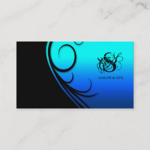 Hair Salon Business Card Swirl Blue Black Visitenkarte