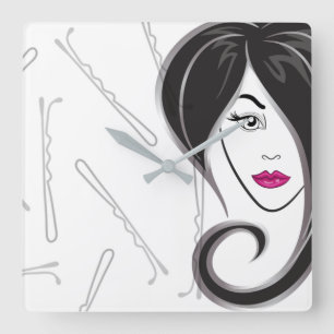 hair salon clock quadratische wanduhr