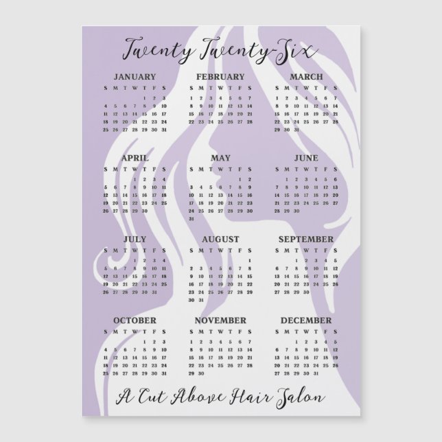 Hair Salon Design 2026 Calendar Magnetic Card Magnetkarte (Vorderseite)