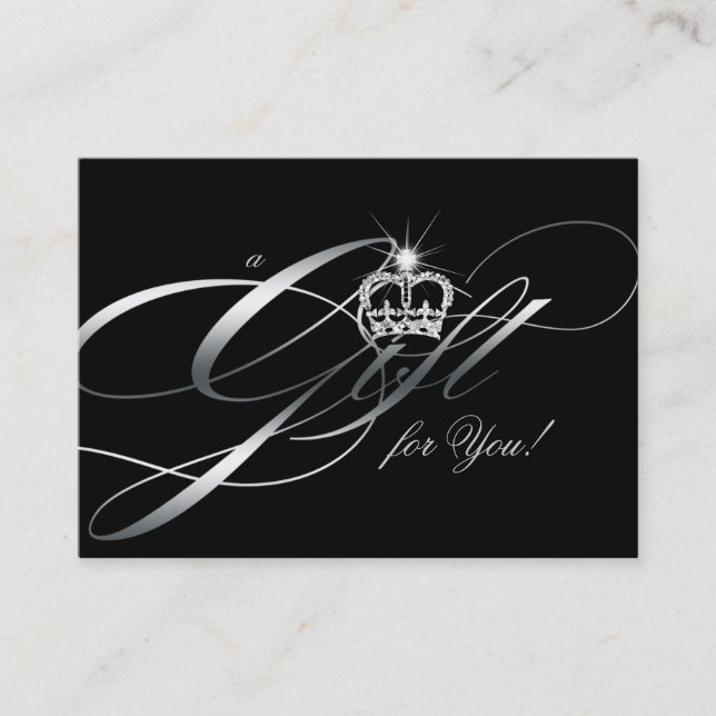 Hair Salon Gift Certificate Black Silver Crown Rabattkarte (Vorderseite)
