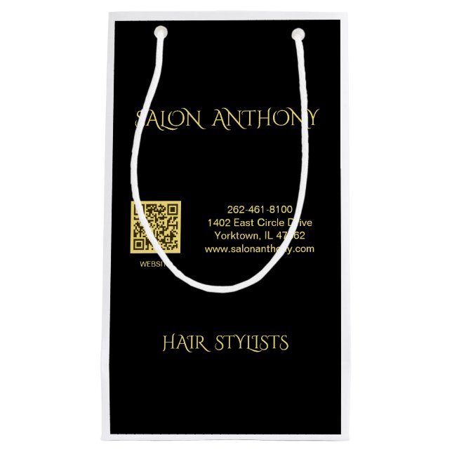 Hair Salon Gold Black QR  Kleine Geschenktüte (Vorderseite)