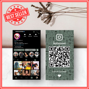Hair Salon Instagram Sage Green   Social Media QR Visitenkarte