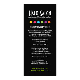 Hair Salon Menu Rack Cards Werbekarte