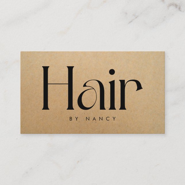 Hair Salon Rustic Kraft  Business Card Visitenkarte (Vorderseite)