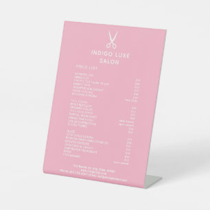 Hair Salon Scissors Pink Service Menu Preisliste Sockelschild