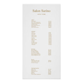 Hair Salon Service Price List Menü Poster