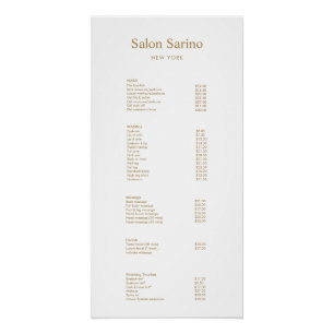 Hair Salon Service Price List Menü Poster