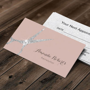 Hair Salon Silver Scissor Dusty Rose Appointment Terminkarte