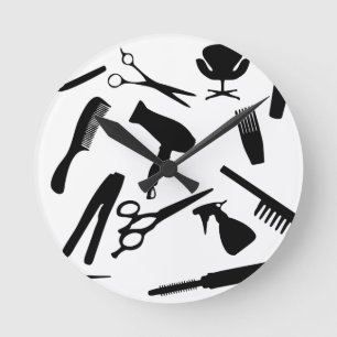 Hair Salon Tools Runde Wanduhr