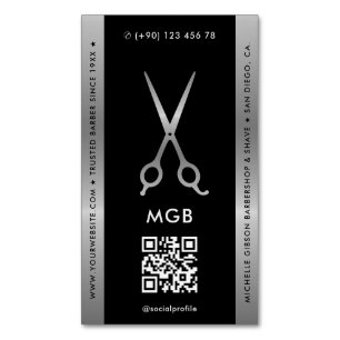 Hair Stylist Barbershop Silver Scissors Barber Magnetische Visitenkarte