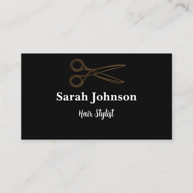 Hair Stylist Black Minimalistisch Typografy Visitenkarte (Vorderseite)