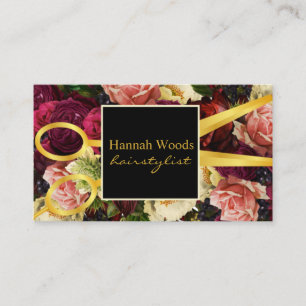 Hair Stylist Black Rich Floral Salon Visitenkarte