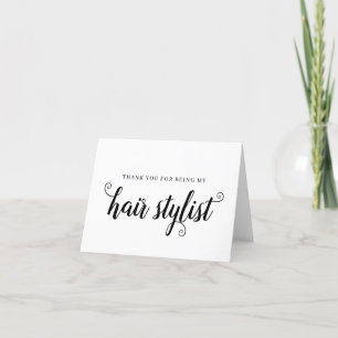 Hair Stylist Black Script Vielen Dank Hochzeitkart Dankeskarte