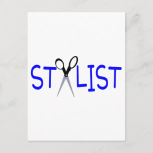 Hair Stylist Blue mit Schere Postkarte