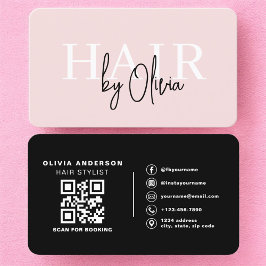  Hair Stylist Blush Pink QR Code Visitenkarte