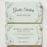 Hair Stylist Botanical Sage Green Modern Visitenkarte<br><div class="desc">A modern botanical business card featuring a soft sage green color palette and clean, elegant typography. Designed for hair stylists who want a fresh, polished, and professional brand look. The minimalist layout keeps your name, salon details, and contact information easy to read, while the subtle botanical accents add a stylish,...</div>