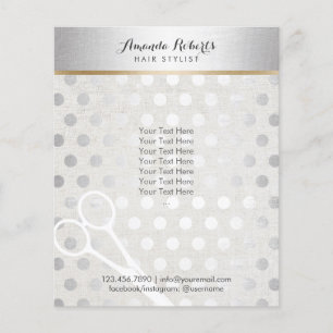 Hair Stylist Chic Silver Dots Eleganter Wäsche Flyer