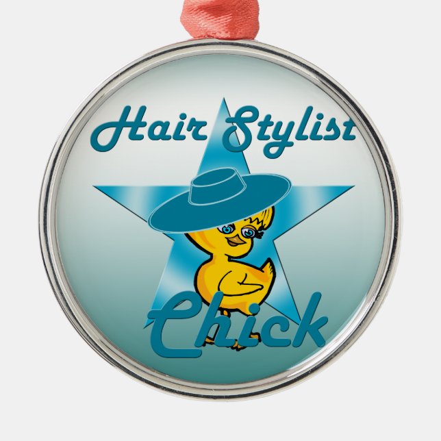 Hair Stylist Chick #7 Ornament Aus Metall (Vorne)