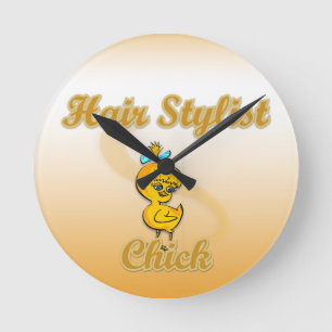 Hair Stylist Chick Runde Wanduhr