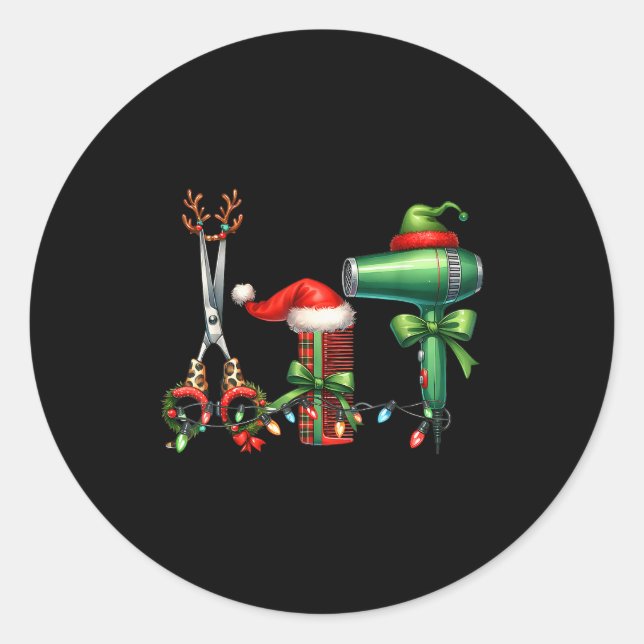 Hair Stylist Christmas Hairdresser Licensed Hairas Runder Aufkleber (Vorderseite)