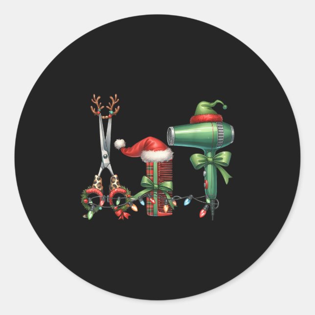 Hair Stylist Christmas Hairdresser Licensed Hairas Runder Aufkleber (Vorderseite)