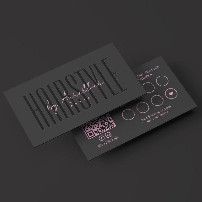 Hair Stylist Colorist Bridal Braids Pink Black Treuekarte (Hair Stylist Colorist Bridal Braids Pink Black Loyalty Card
)