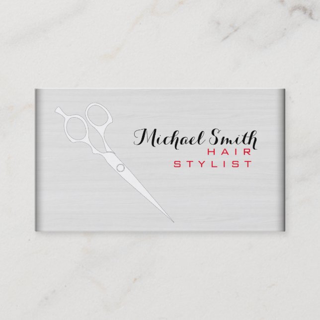 Hair Stylist Elegant Modernes Weißes Holz #6 Visitenkarte (Vorderseite)