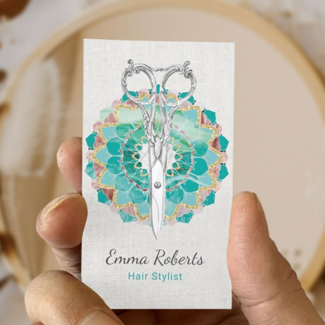 Hair Stylist Elegante Blume Salon Visitenkarte (Von Creator hochgeladen)