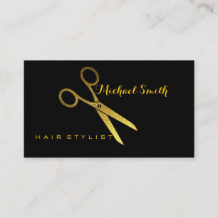 Hair Stylist Elegante Gold Scissors Salon #4 Visitenkarte