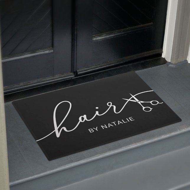 Hair Stylist Elegante Szyprische Schrift Schönheit Fußmatte (Von Creator hochgeladen)