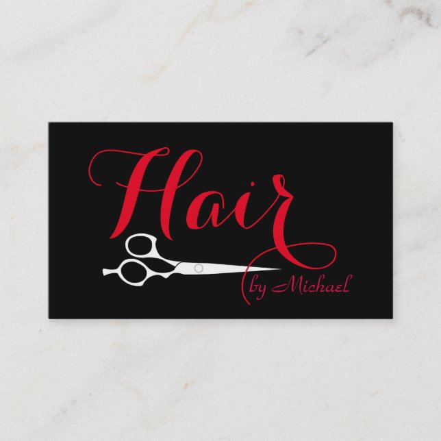 Hair Stylist Eleganter schwarzer Hintergrund #4 Visitenkarte (Vorderseite)