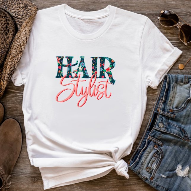 Hair Stylist Fun Blume Print Inspirivity T - Shirt (Von Creator hochgeladen)