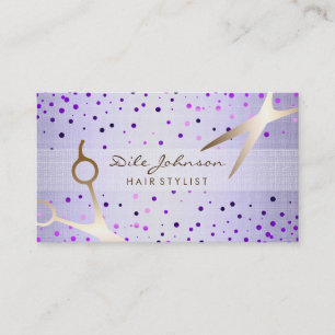 Hair Stylist Gold Glitzer Saloon Linen Lavendel Visitenkarte