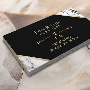 Hair Stylist Gold Schere Moderner Marmorsaal Visitenkarte