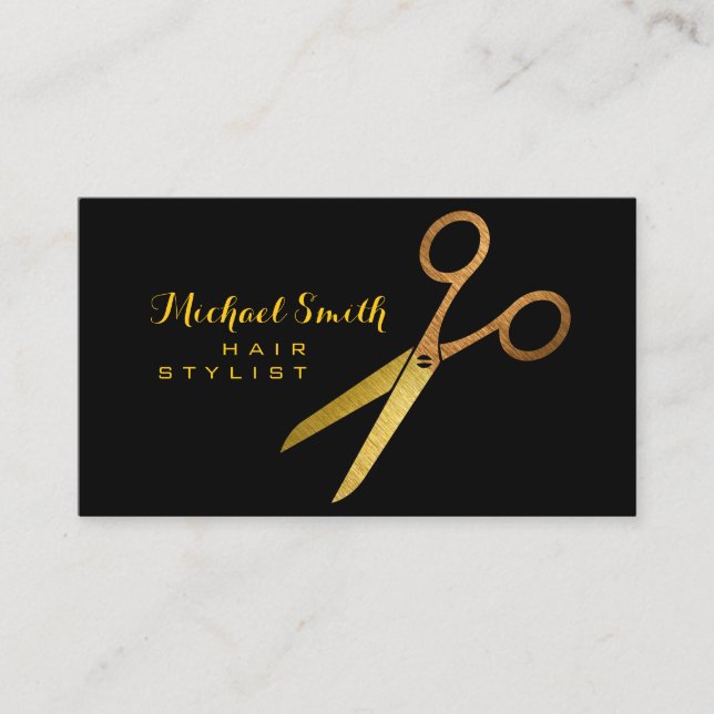 Hair Stylist Gold Scissors #2 Visitenkarte (Vorderseite)