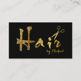 Hair Stylist Gold Scissors Script Salon Visitenkarte