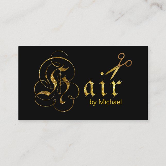 Hair Stylist Gold Scissors Script Termin #8 (Vorderseite)