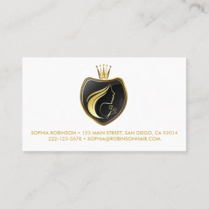Hair Stylist Gold Script Scissors Crown Visitenkarte
