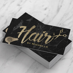 Hair Stylist Gold Typografie Moderner Marmorsalon Visitenkarte