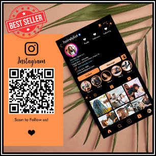 Hair Stylist Instagram Orange   Scan zum Verbinden Visitenkarte