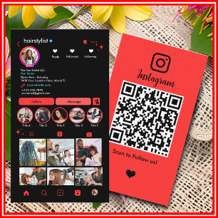 Hair Stylist Instagram Red Scan zum Verbinden vo Visitenkarte