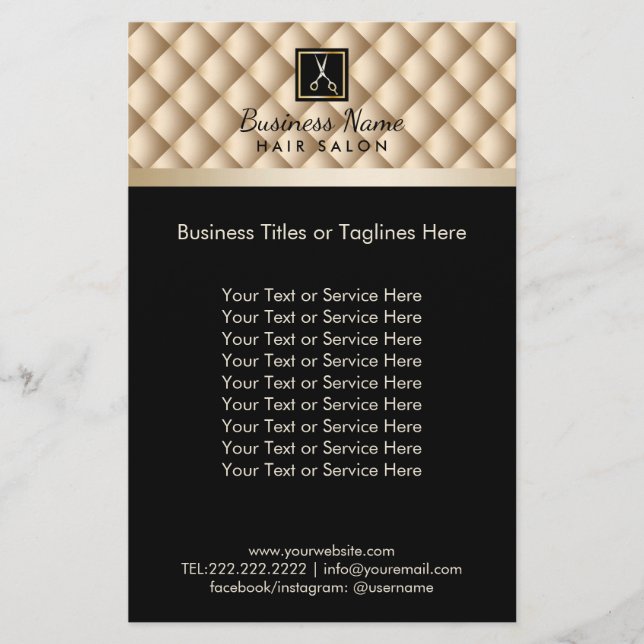 Hair Stylist Luxury Black & Gold Friseur Salon Flyer (Vorne)
