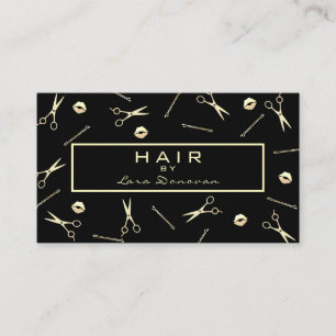 Hair Stylist Luxury Gold Scheren Muster Visitenkarte